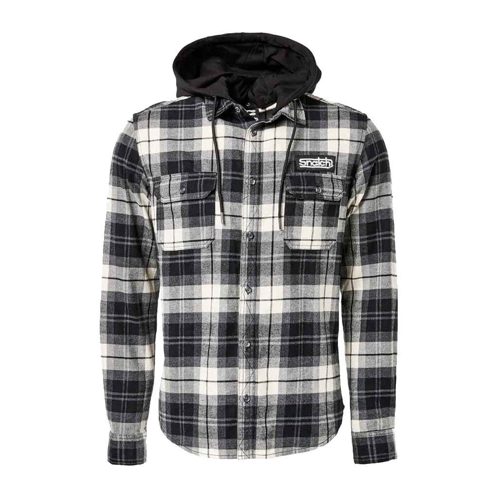 Flanno With Hood Long Sleeve Black