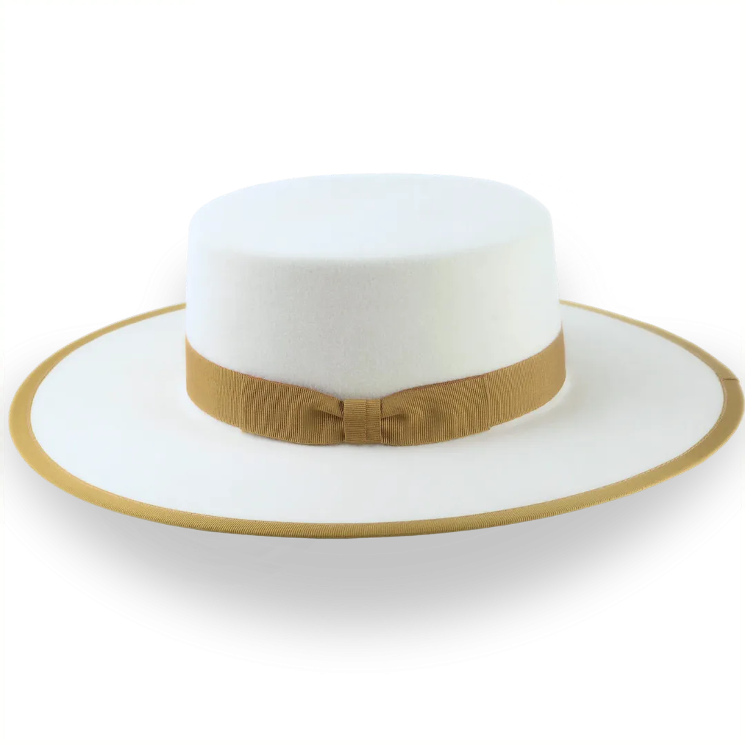 Flat Western Cowboy Hat in Ivory Fur Felt | The Tower