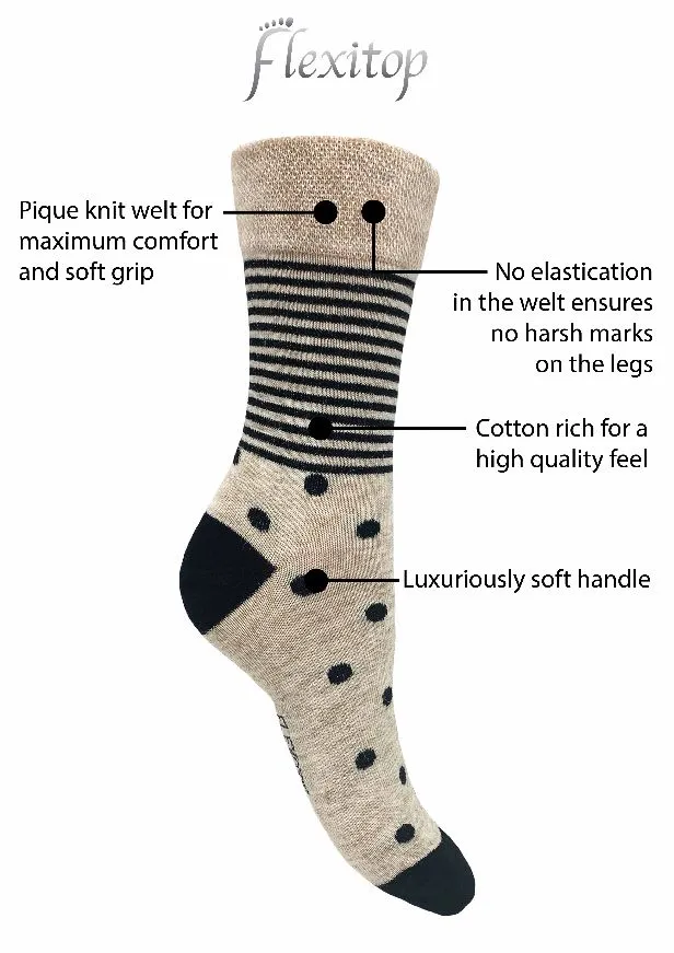 Flexitop Socks 3 Pack Bamboo Socks - Grey Pink and Light Grey Hearts