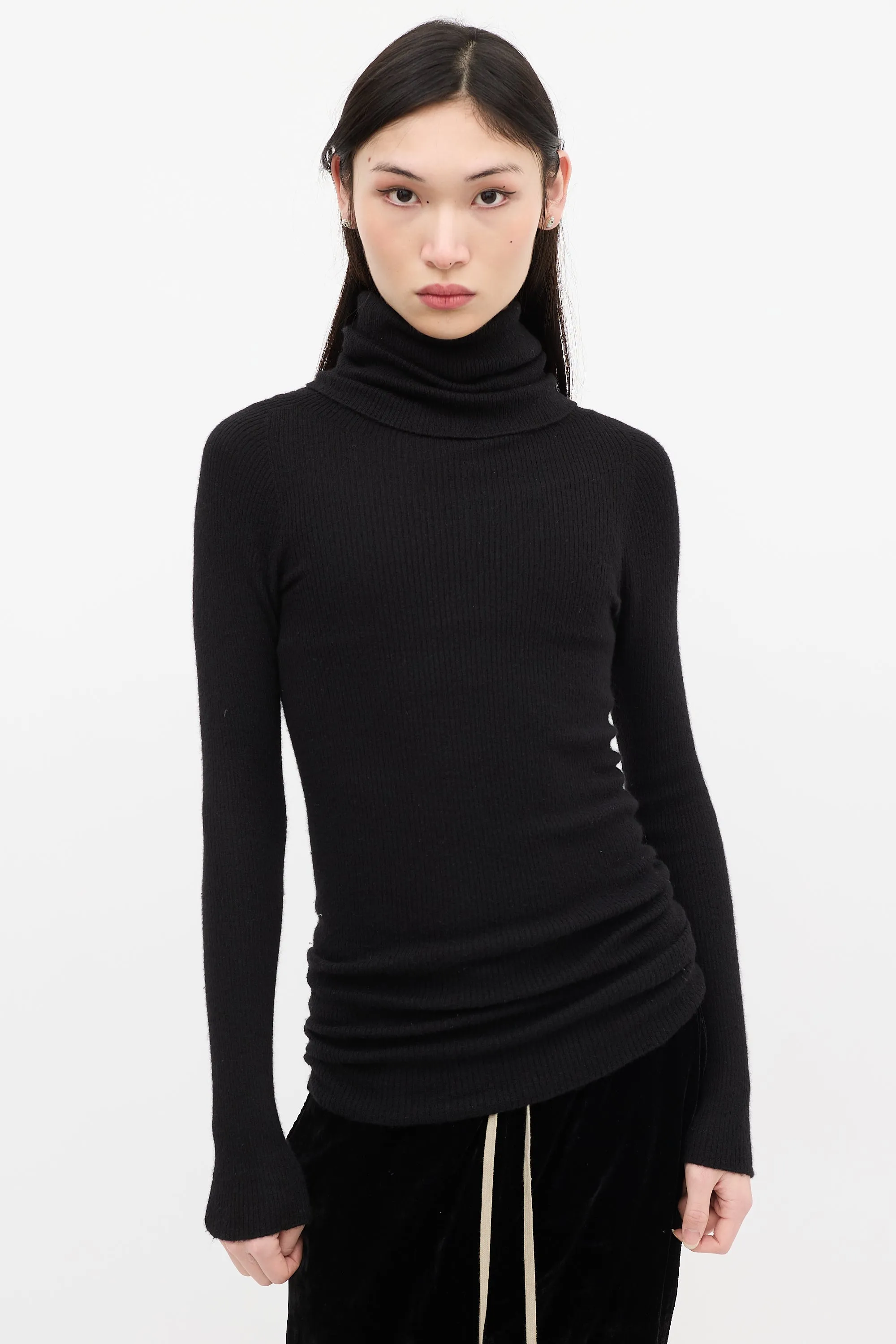 FW 2019 Black Ribbed Turtleneck Top