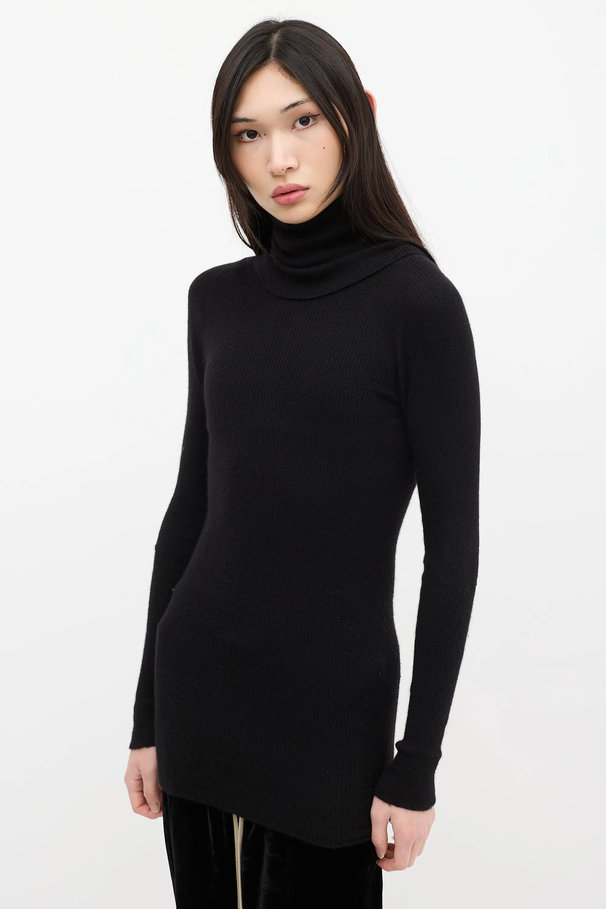 FW 2019 Black Ribbed Turtleneck Top