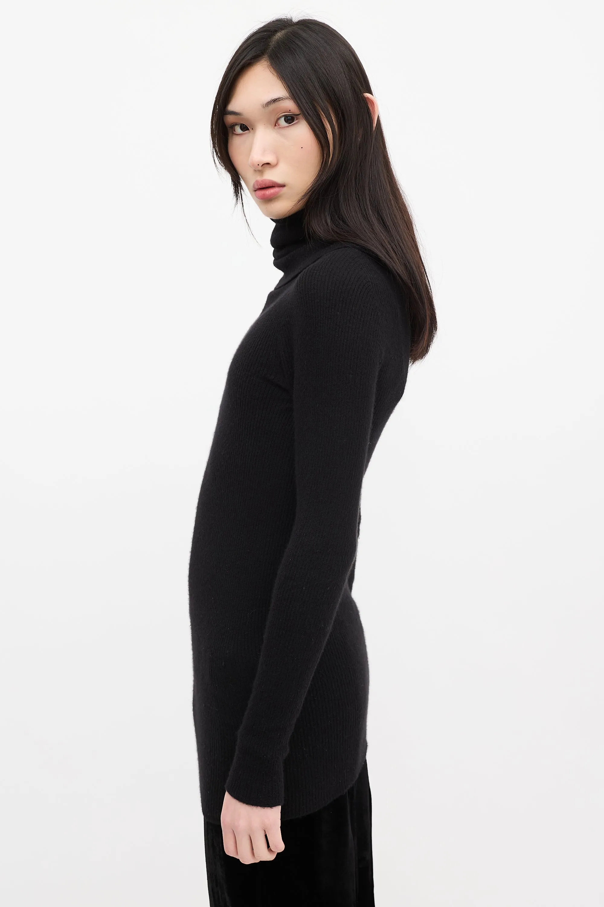 FW 2019 Black Ribbed Turtleneck Top