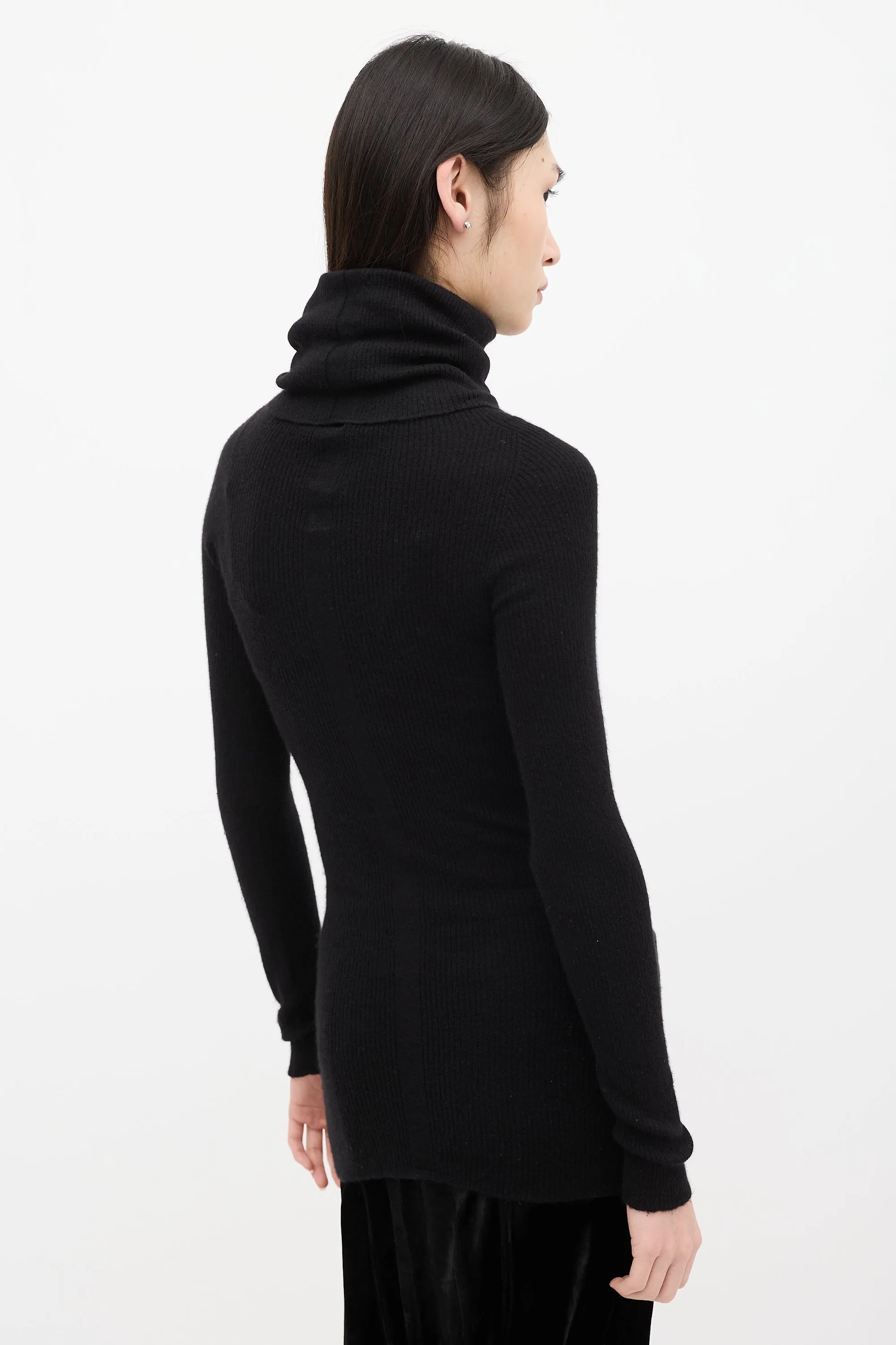 FW 2019 Black Ribbed Turtleneck Top