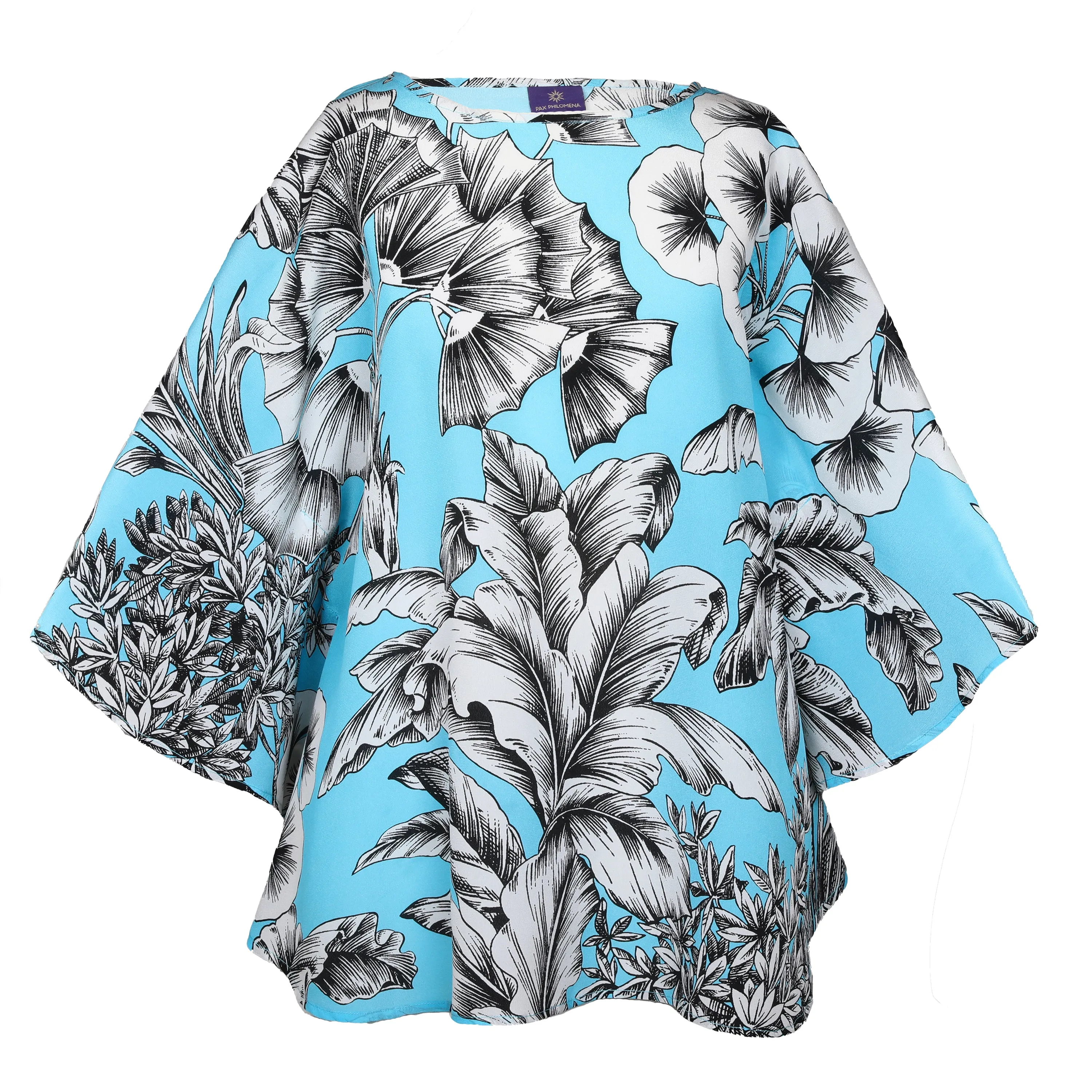 Giardino Azzurro Italian Silk Poncho