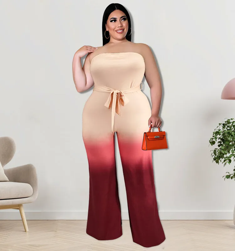 Gradient printed off shoulder Jumpsuit AY2126