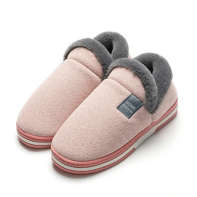 Groovywish Women Cute Fur Slippers Heel Wrap Winter Footwear