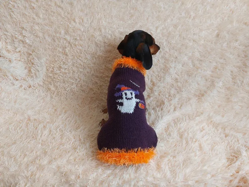 Halloween Pet Clothes With Ghost Pumpkin And Bat,Dog Halloween Sweater