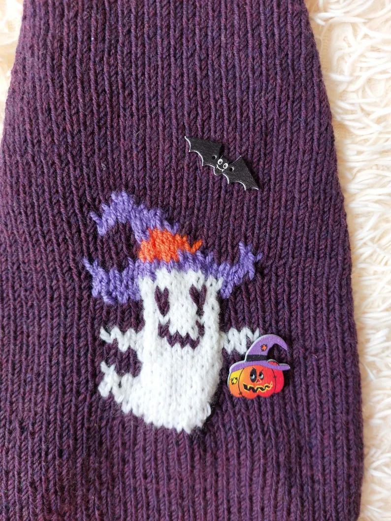 Halloween Pet Clothes With Ghost Pumpkin And Bat,Dog Halloween Sweater