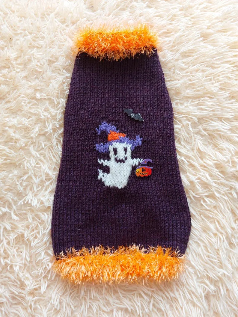 Halloween Pet Clothes With Ghost Pumpkin And Bat,Dog Halloween Sweater