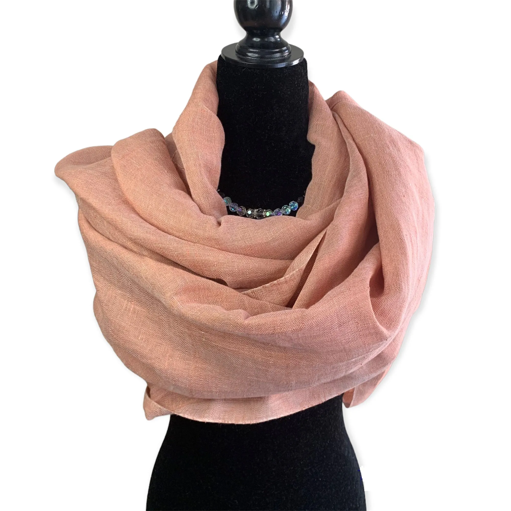 Handwoven Linen Scarf - Peach Fuzz