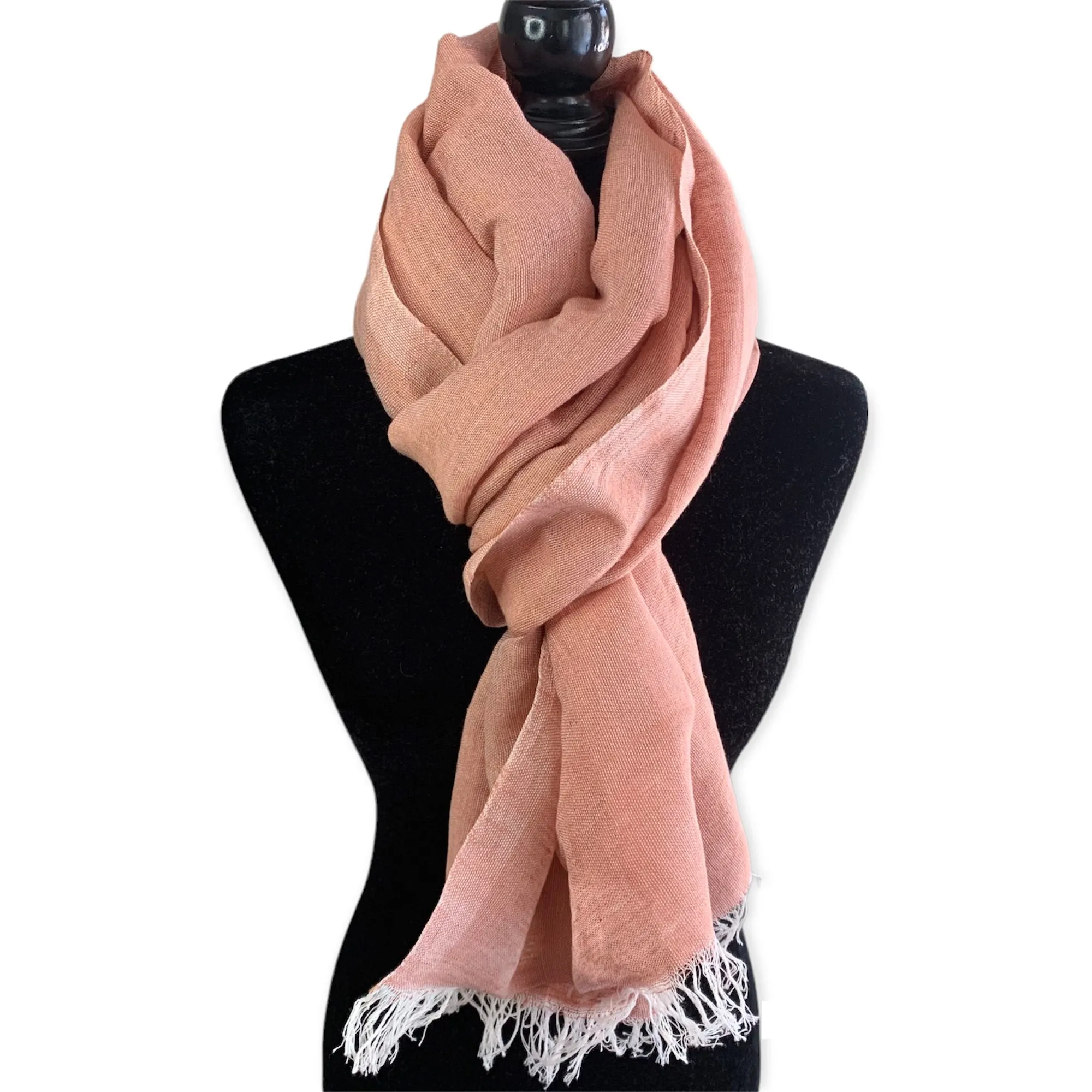 Handwoven Linen Scarf - Peach Fuzz