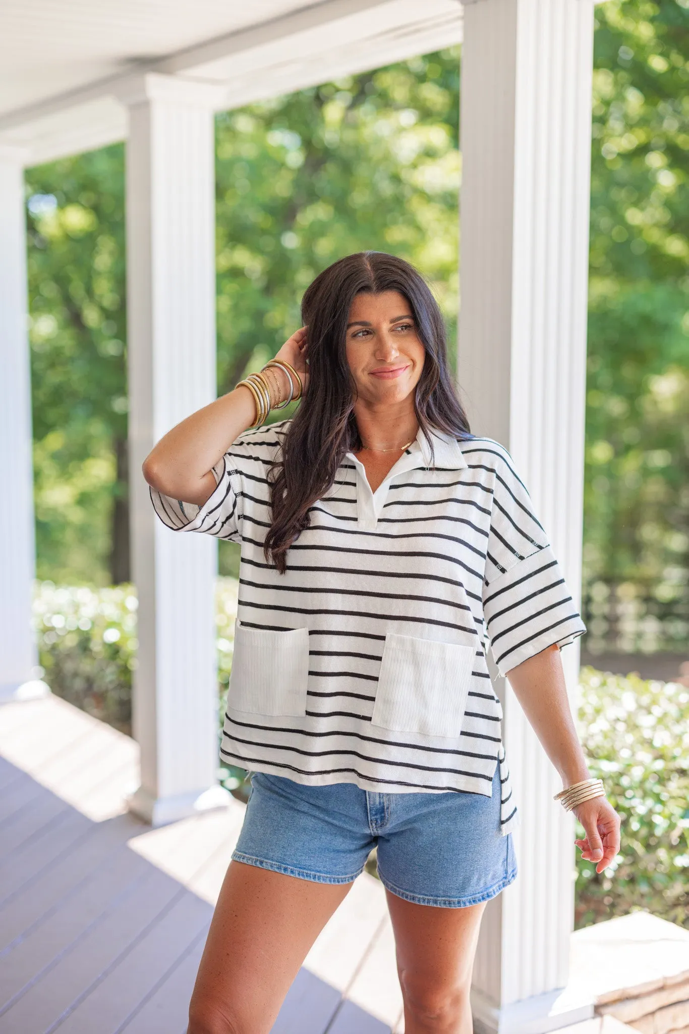 Harbor Haven Black Striped Top