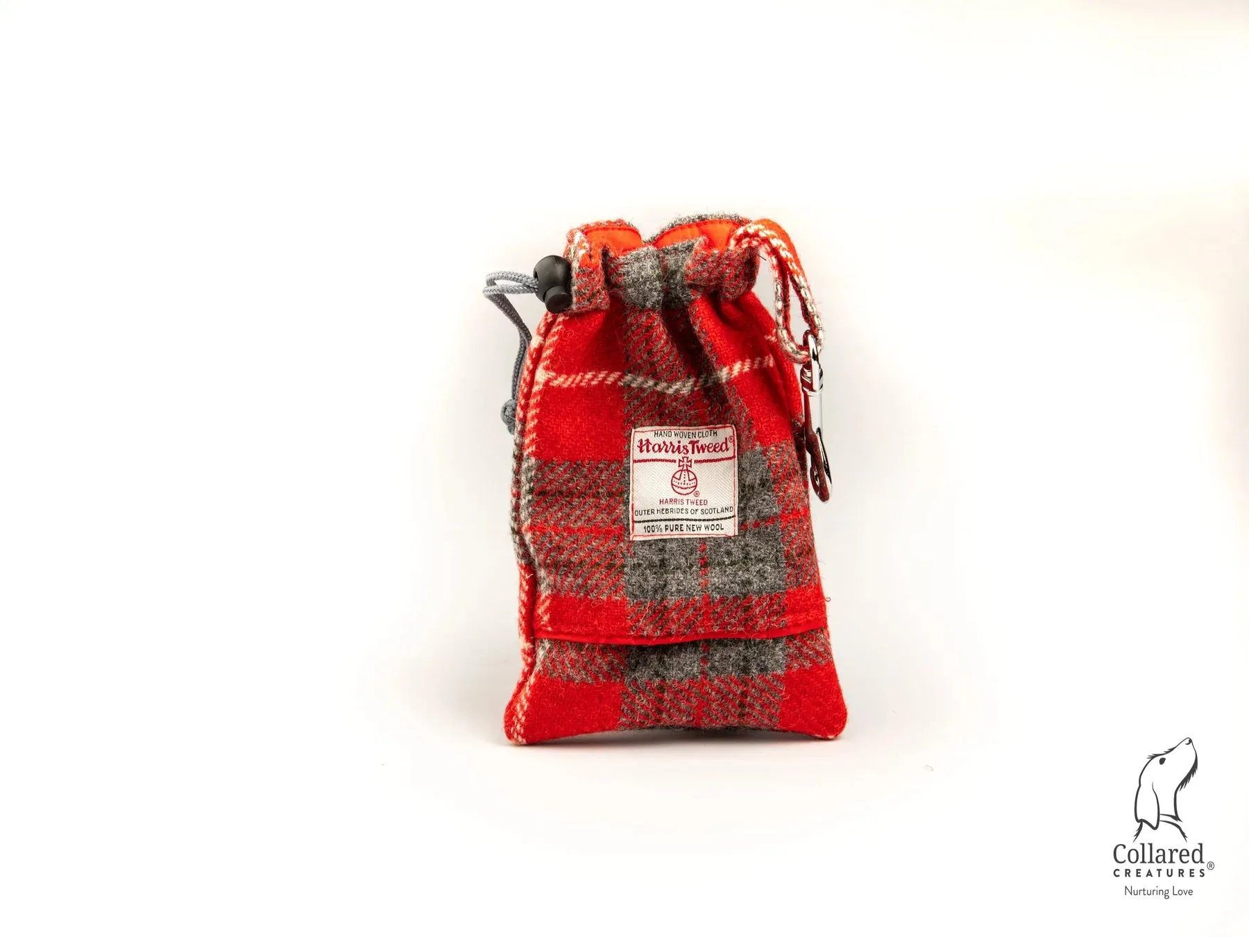 Harris Tweed Red & Grey Check Buckle Dog Collar