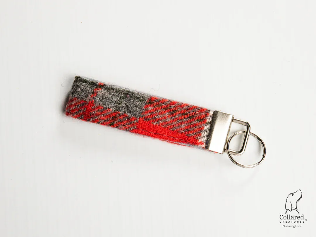 Harris Tweed Red & Grey Check Buckle Dog Collar