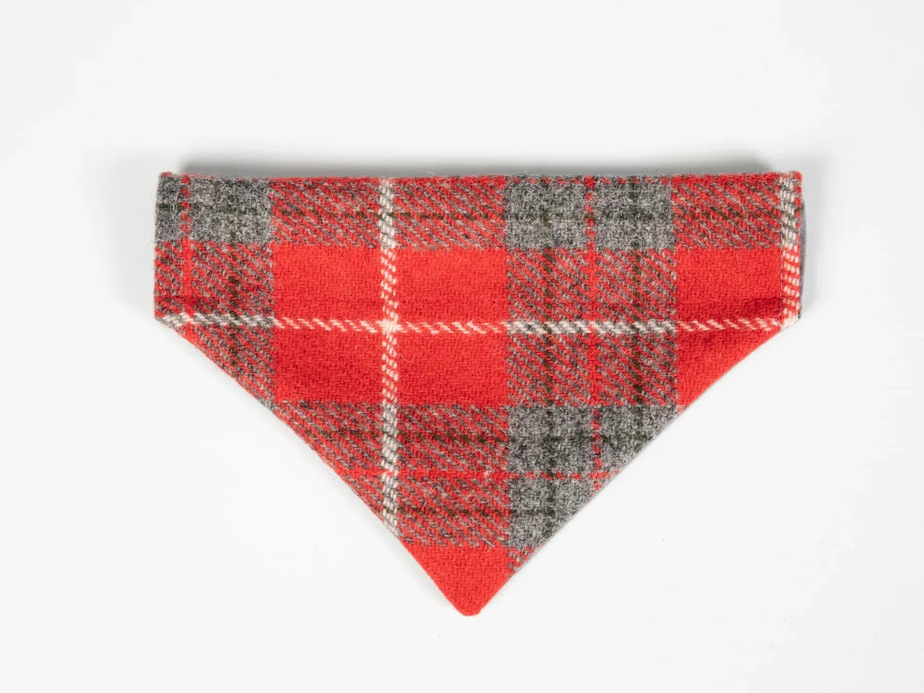 Harris Tweed Red & Grey Check Buckle Dog Collar