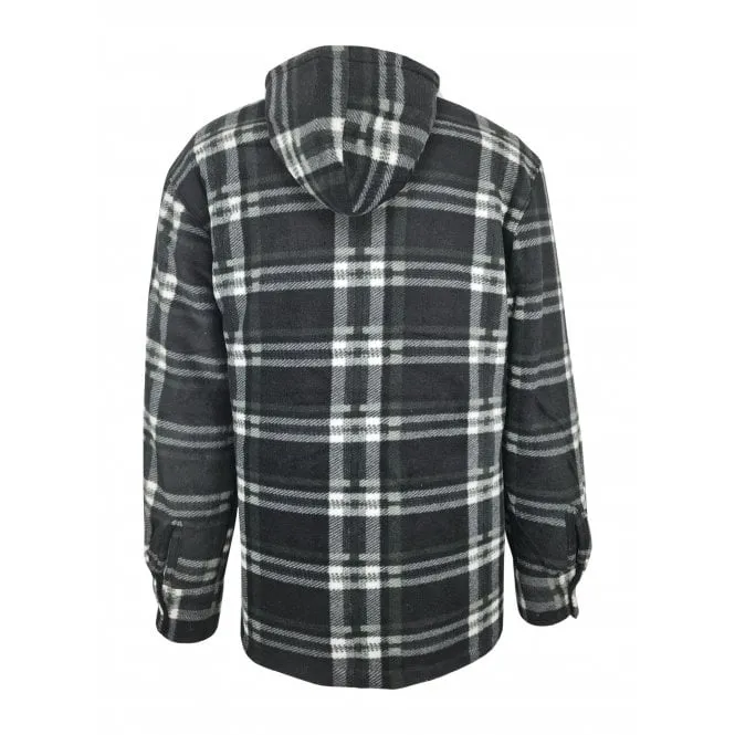 Hazy Blue Kids Sherpa Fleece Lined Checked Hooded Shirt - Robbo