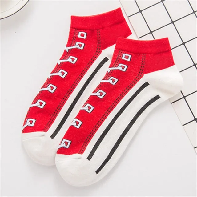 Hipster 3D Canvas Shoes Printed Ankle Socks