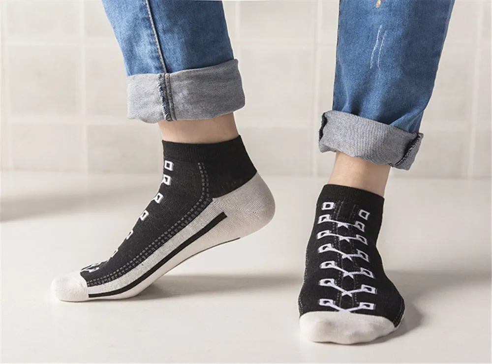 Hipster 3D Canvas Shoes Printed Ankle Socks