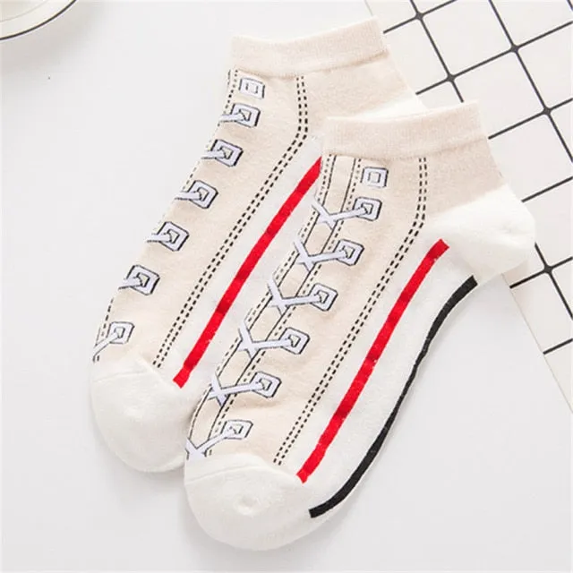 Hipster 3D Canvas Shoes Printed Ankle Socks