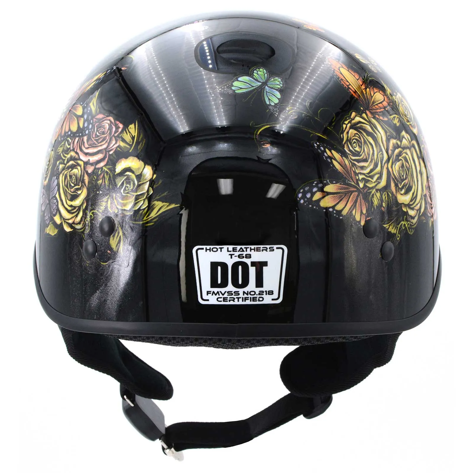 Hot Leathers HLD1034 'Butterfly Lock' Gloss Black Motorcycle DOT