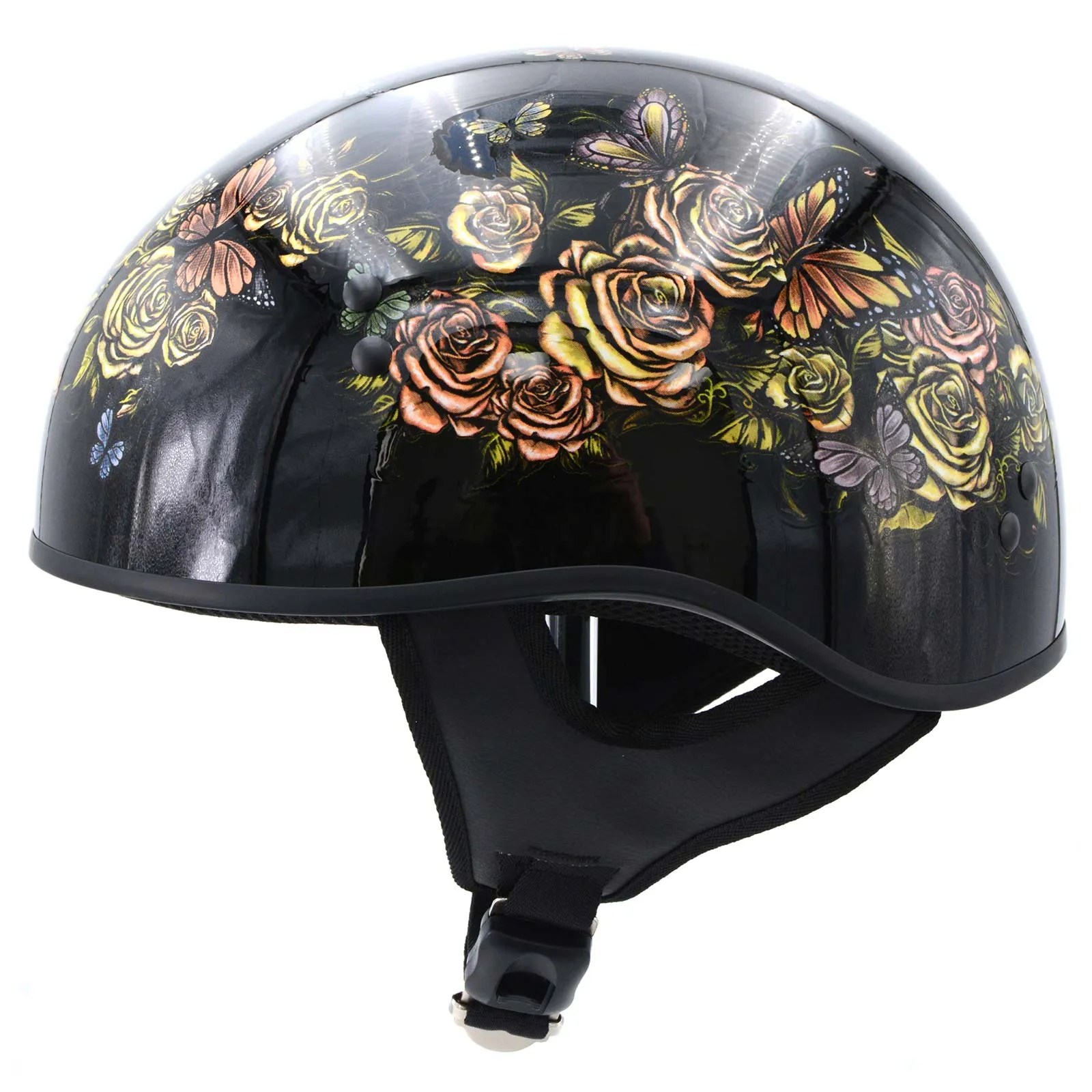 Hot Leathers HLD1034 'Butterfly Lock' Gloss Black Motorcycle DOT