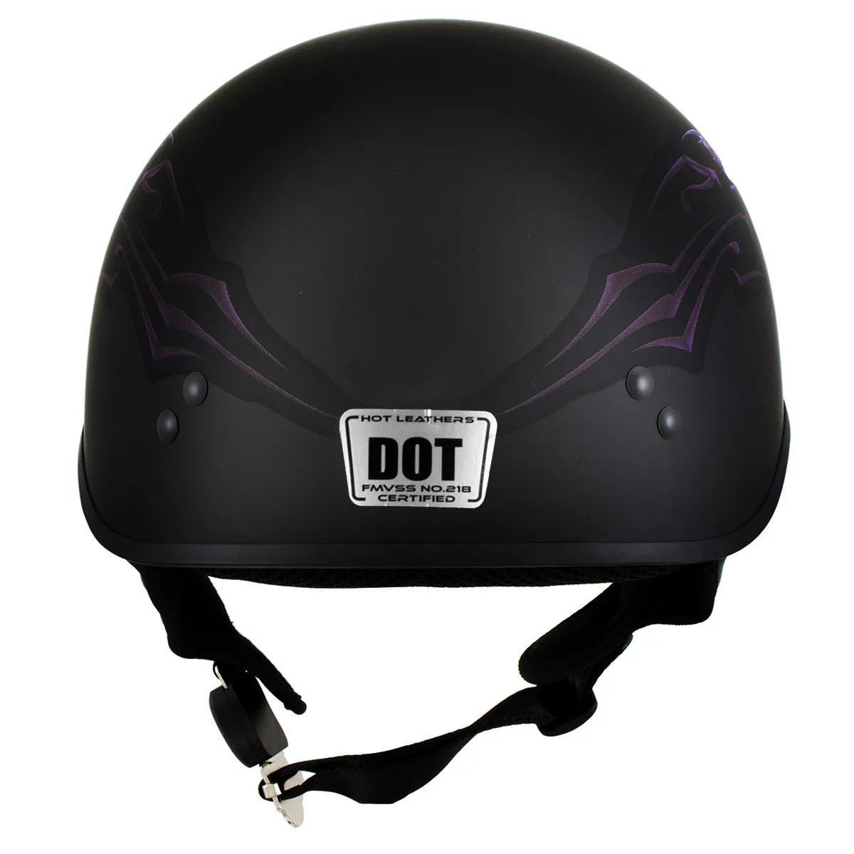 Hot Leathers HLT70 'Purple Butterfly' Flat Black Advanced DOT Motorcycle Half Face Biker Helmet