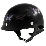 Hot Leathers HLT70 'Purple Butterfly' Glosy Black Advanced DOT Motorcycle Half Face Biker Helmet