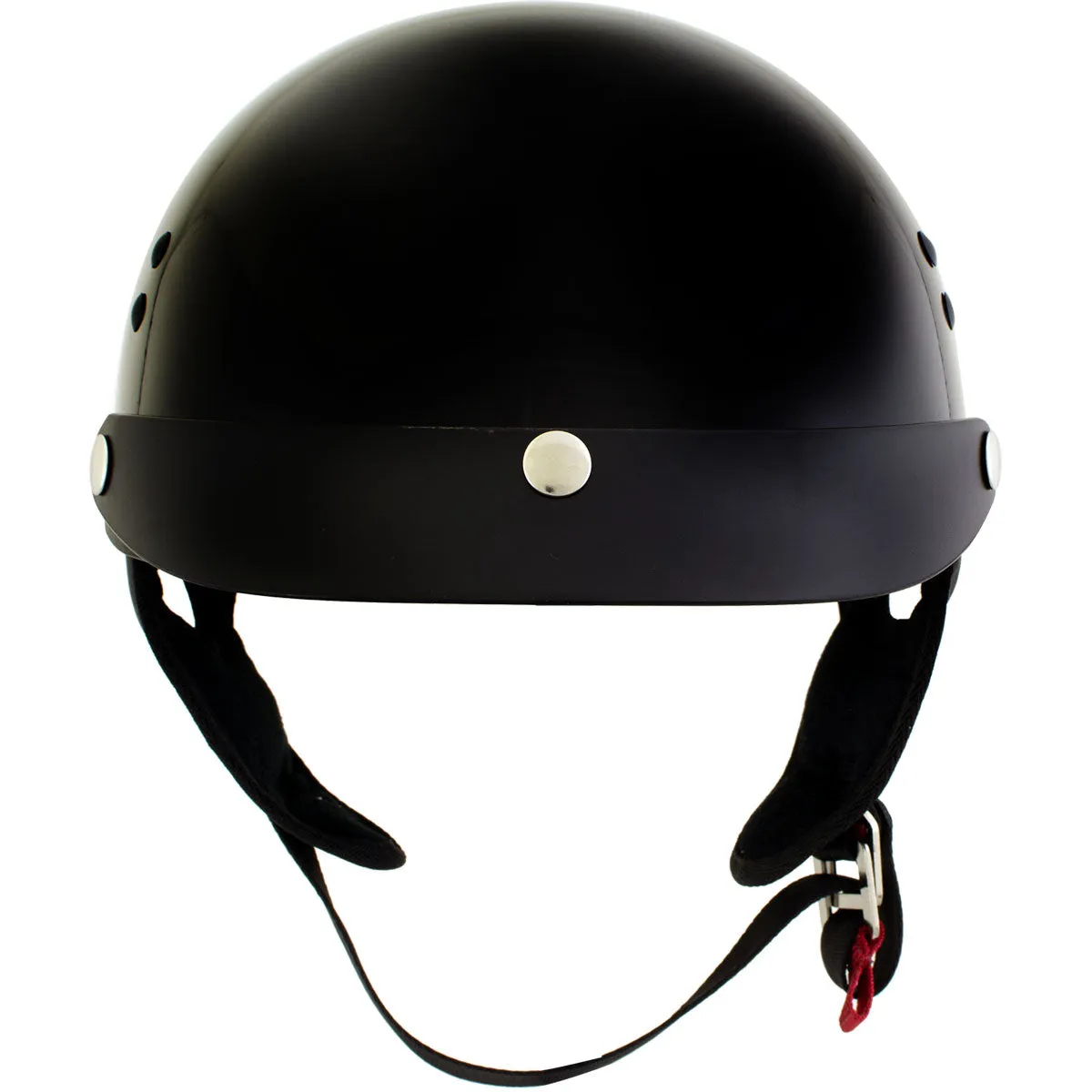 Hot Leathers HLT70 'Stealth' Glossy Black Motorcycle DOT Skull Cap Classic Half Helmet