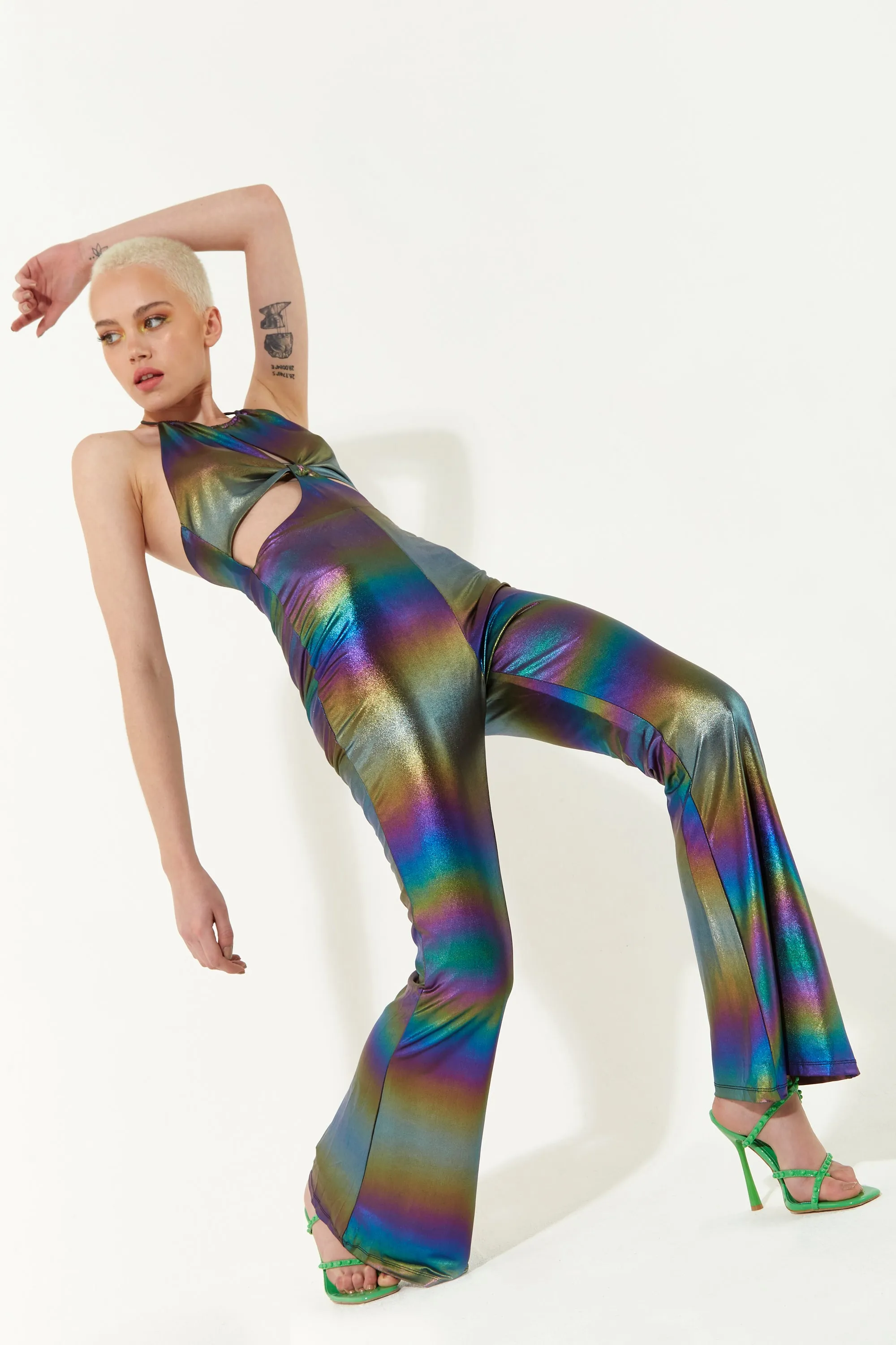 House of Holland Cut Out Halter-Neck Jumpsuit in Rainbow