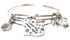 I Love My Lhasa Apso Heart Expandable Bangle Bracelet Set