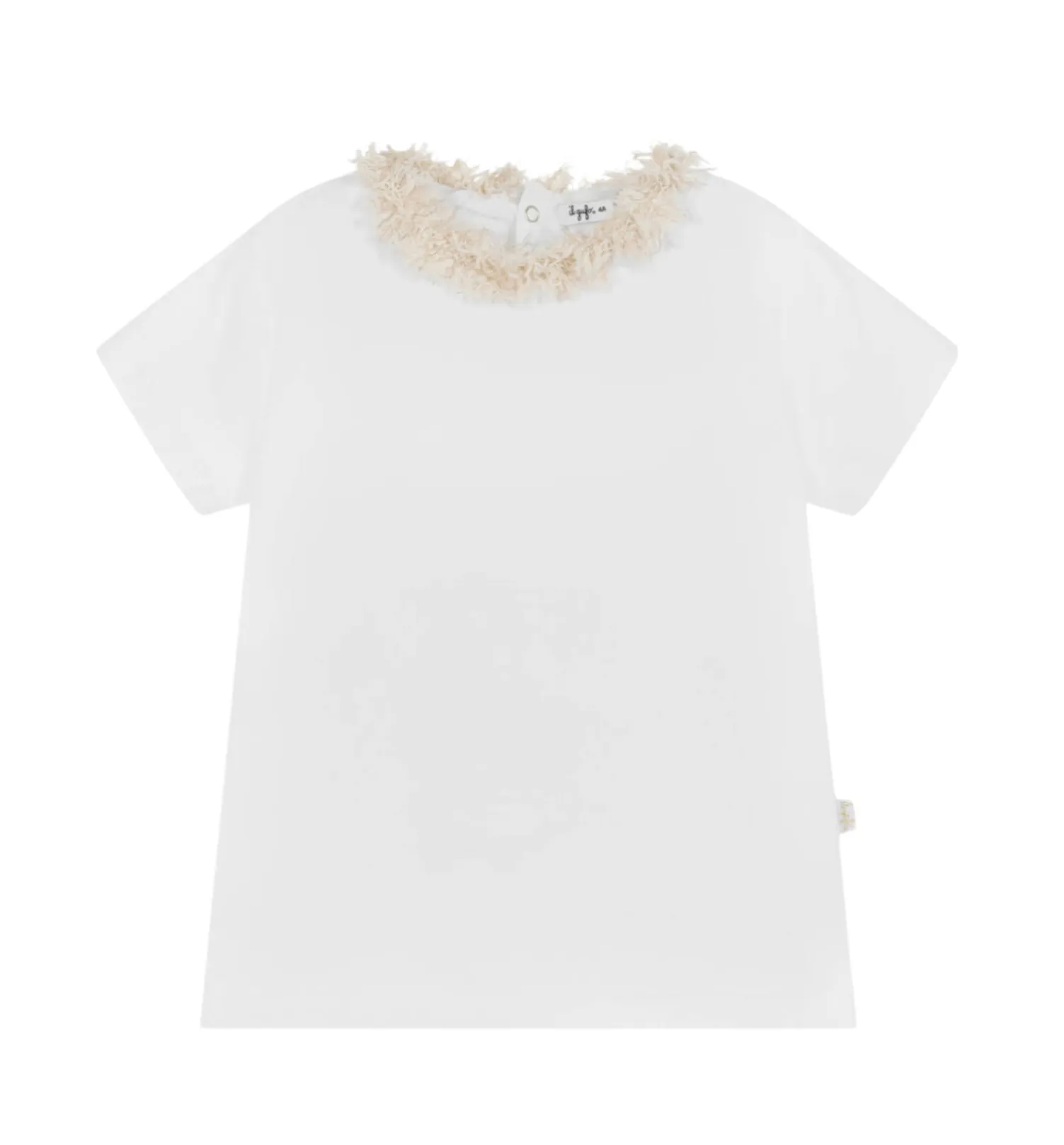 ILG White Short Sleeve Tee with Tweed Collar