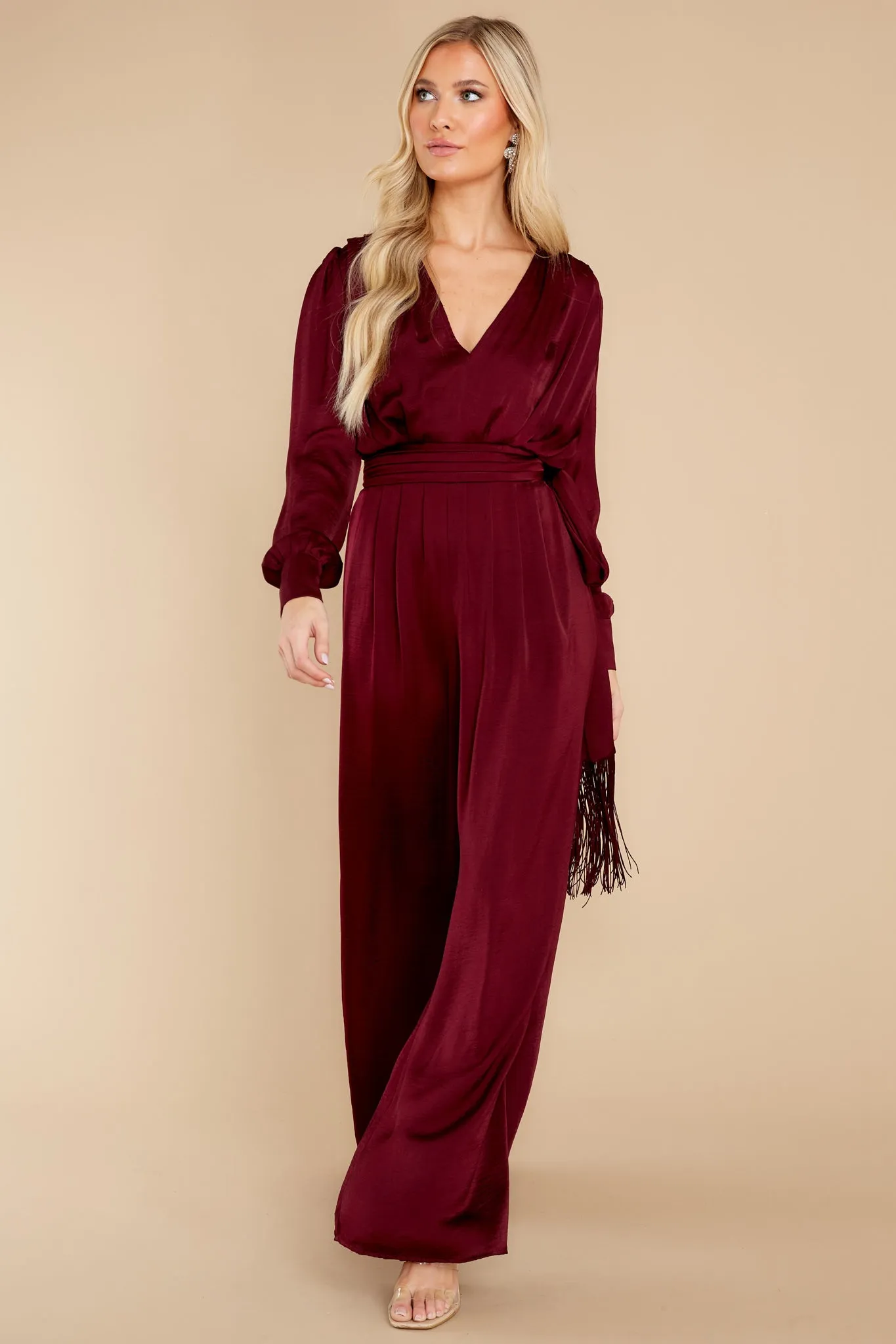 It's A Lifestyle Burgundy Jumpsuit