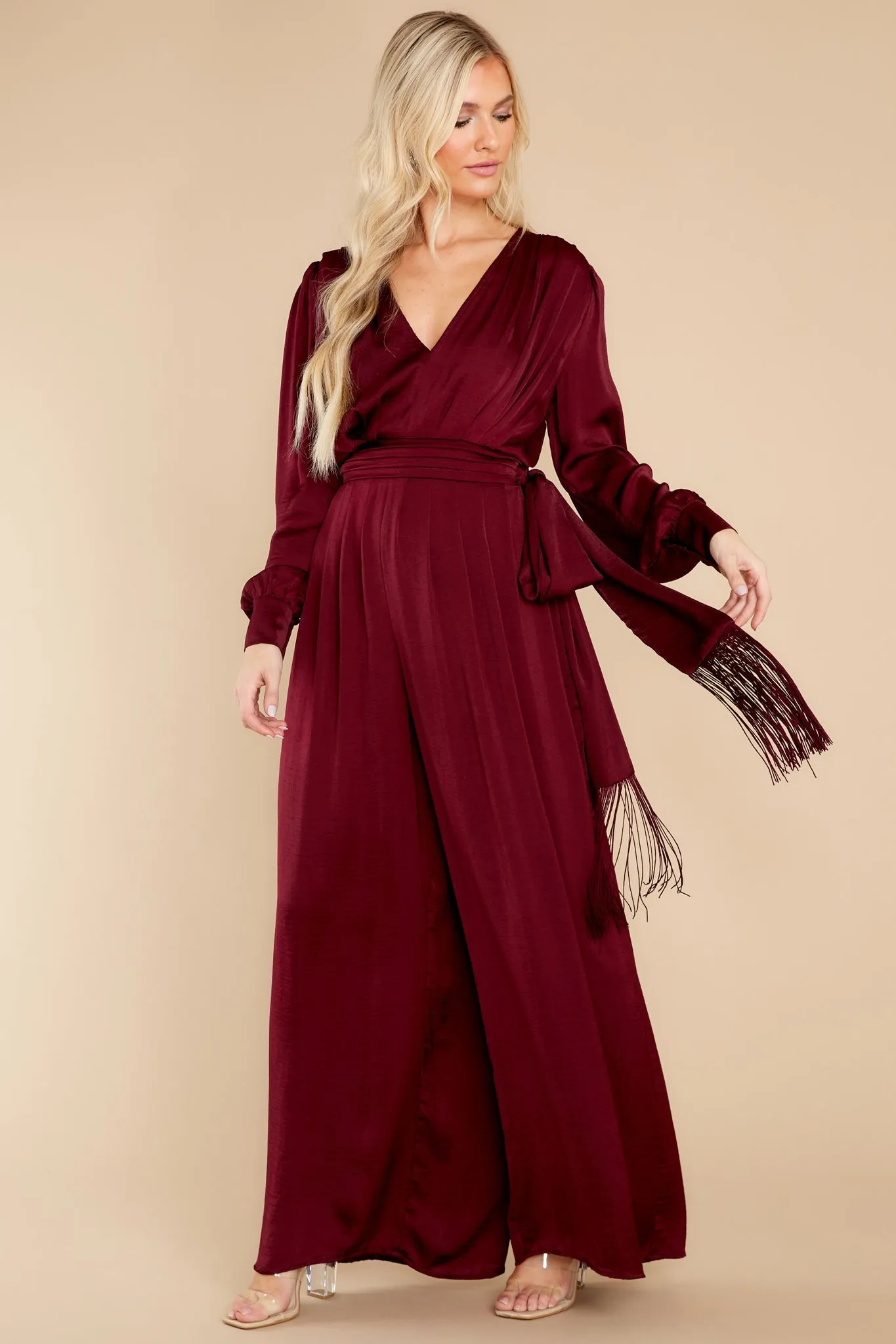 It's A Lifestyle Burgundy Jumpsuit