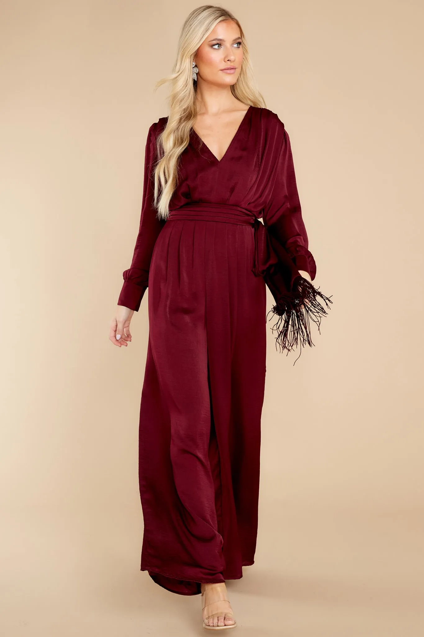 It's A Lifestyle Burgundy Jumpsuit