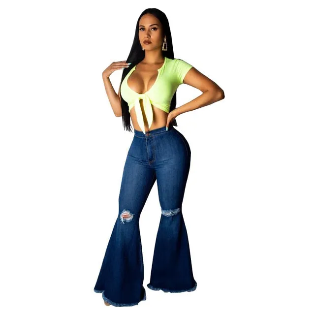 Jeans Wide Leg Trousers Lady Casual Bell-Bottoms