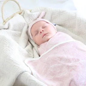 Jersey Swaddle & Beanie - Pink Palm