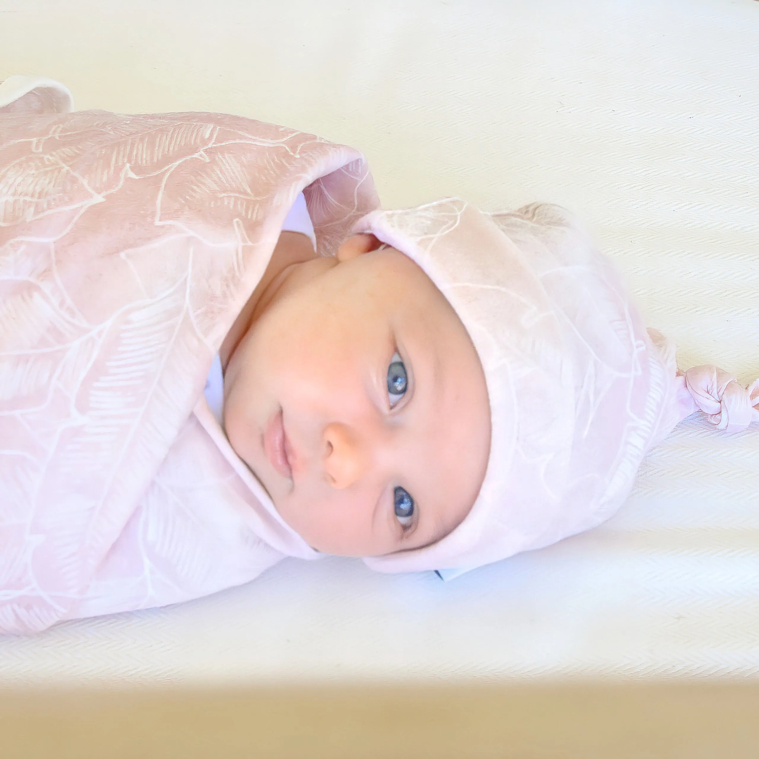 Jersey Swaddle & Beanie - Pink Palm