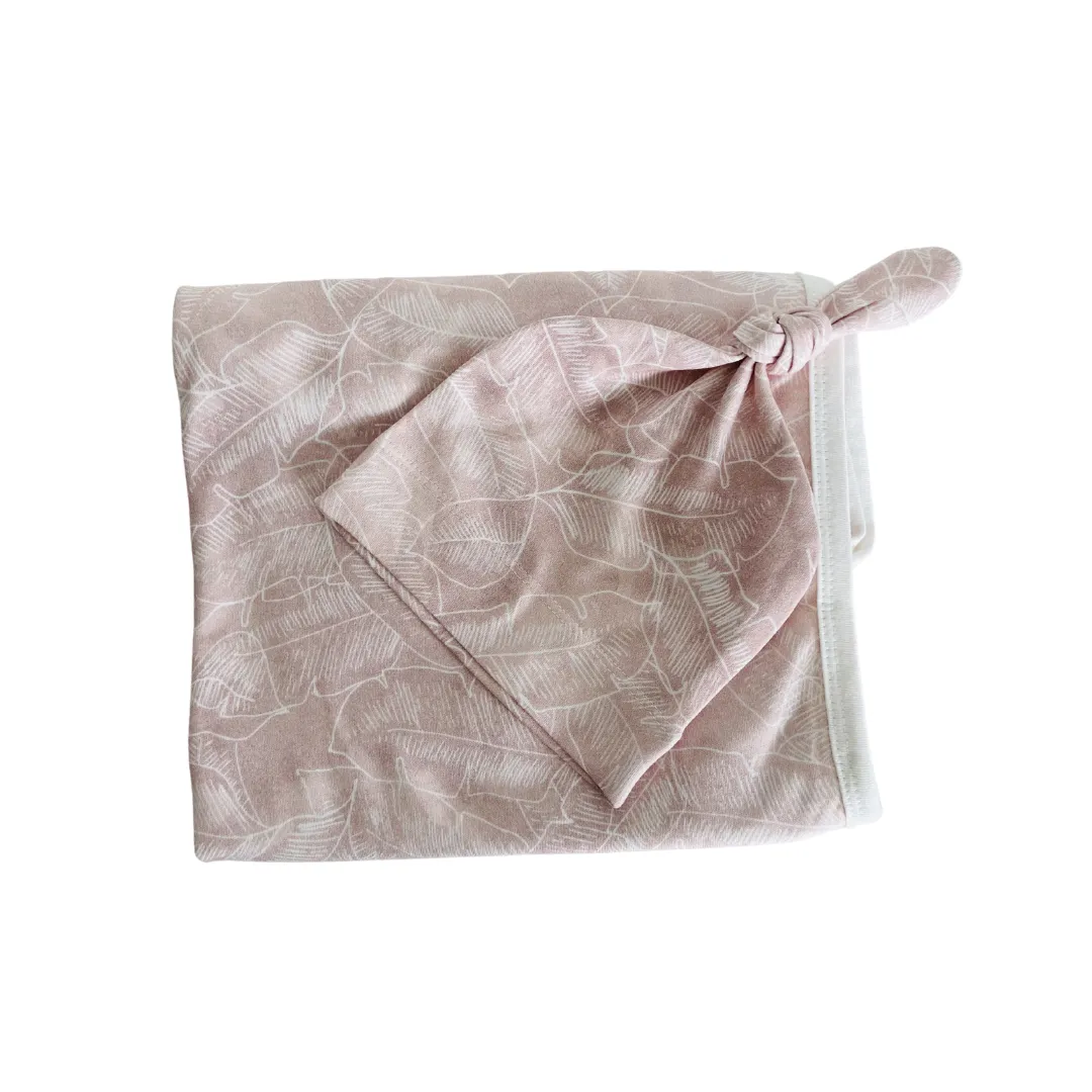 Jersey Swaddle & Beanie - Pink Palm