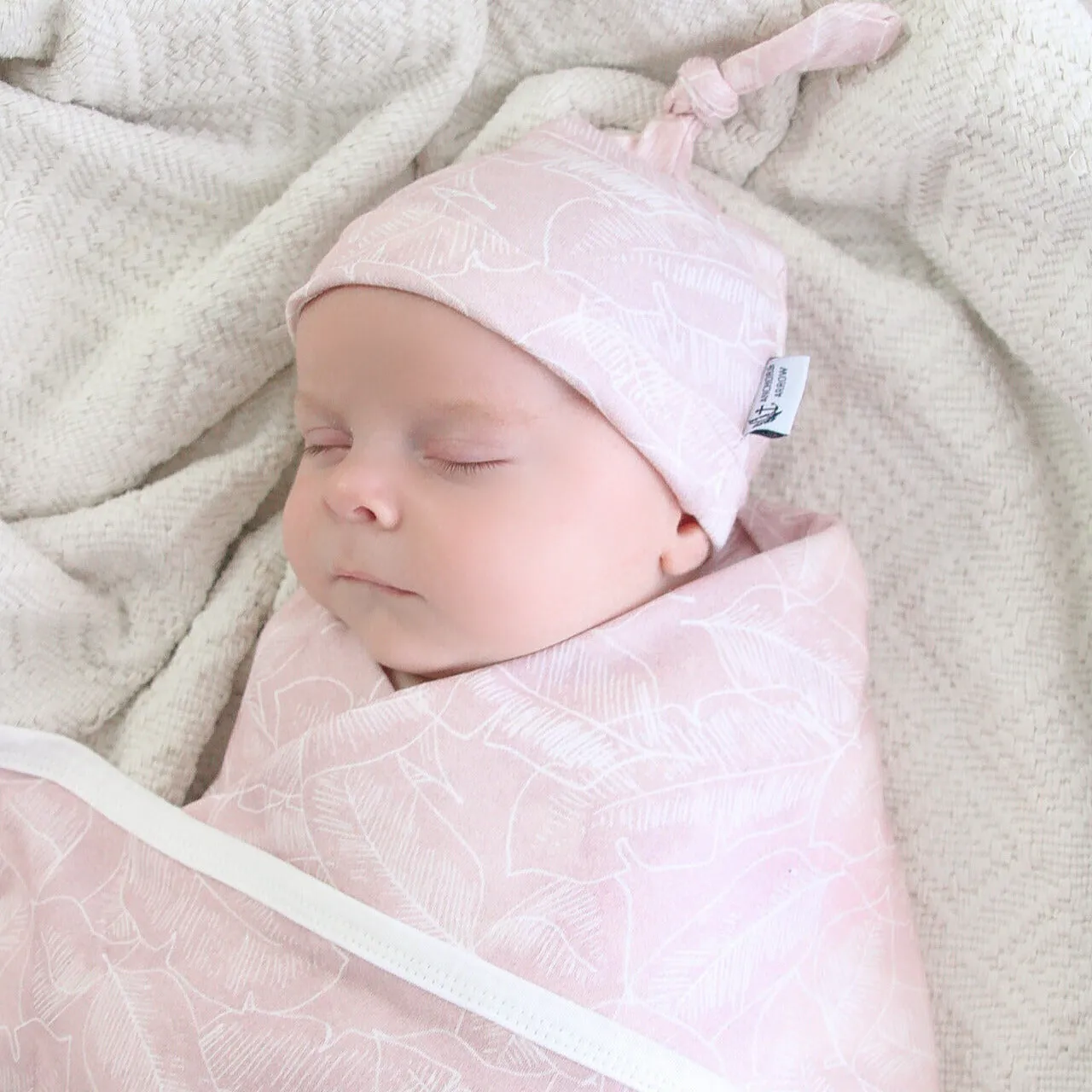 Jersey Swaddle & Beanie - Pink Palm