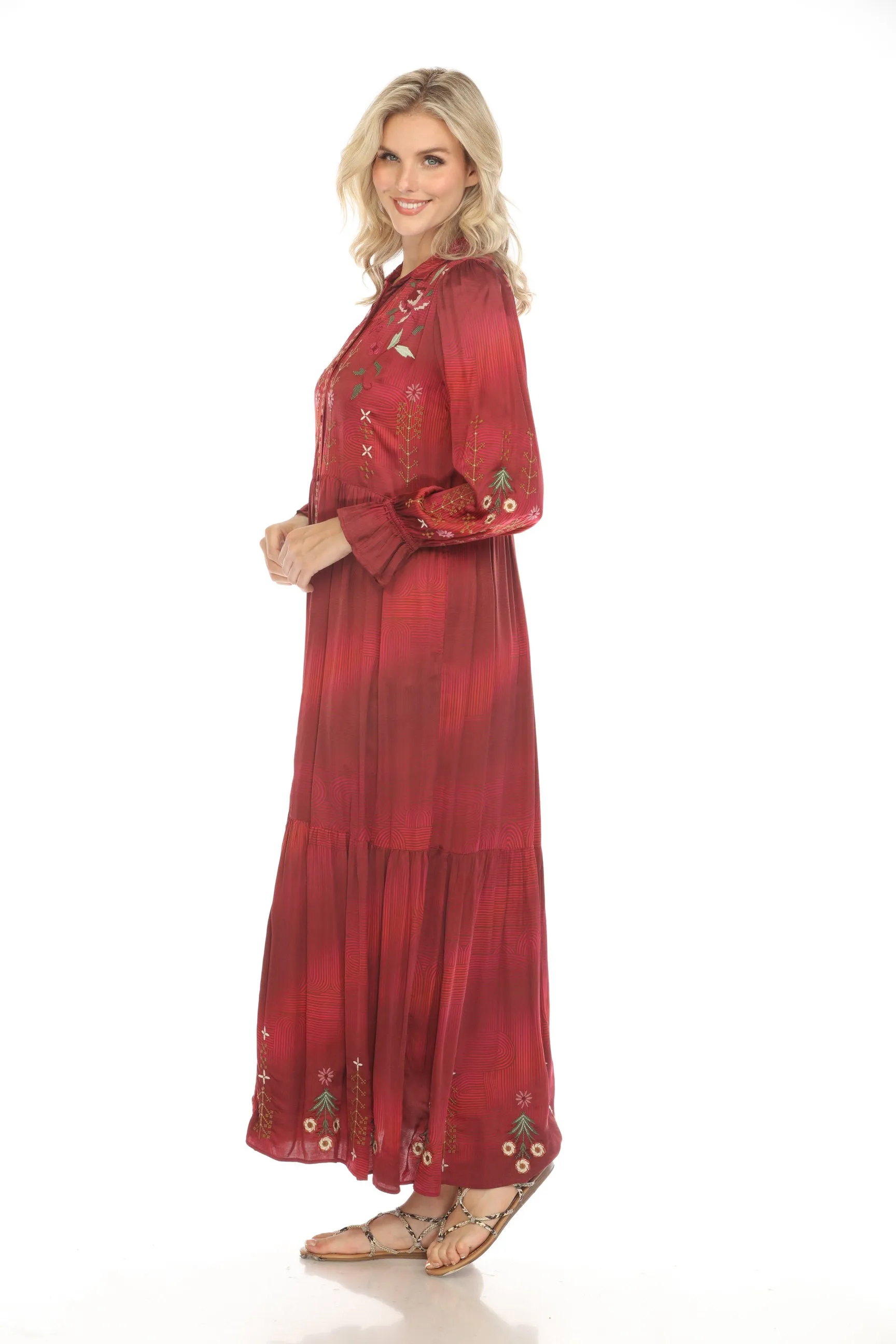 Johnny Was Workshop Viviana Smocked Tiered Maxi Dress W31023 Boho Chic