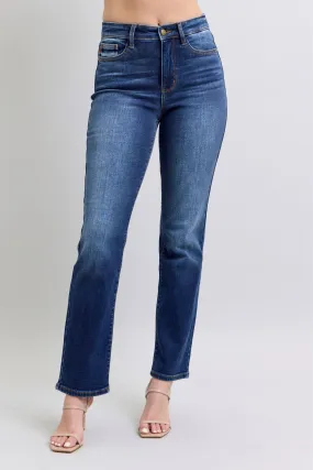 Judy Blue High Rise Vintage Wash Thermal Straight Denim Jeans 82631