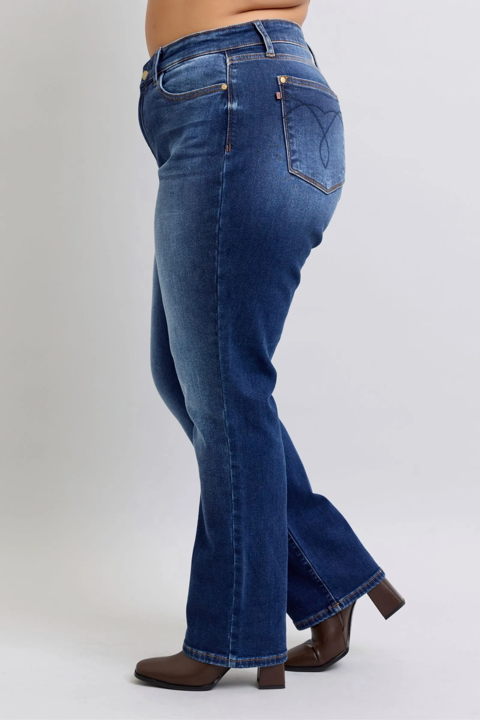 Judy Blue High Rise Vintage Wash Thermal Straight Denim Jeans 82631