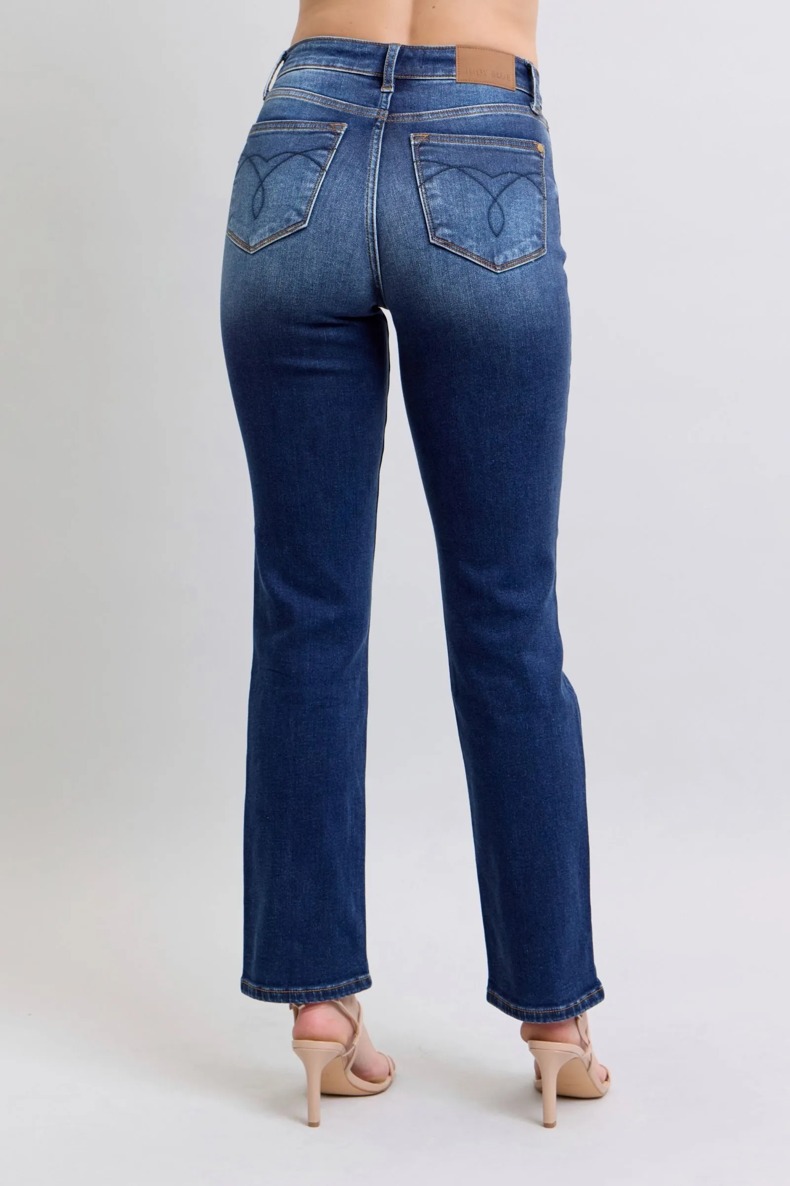 Judy Blue High Rise Vintage Wash Thermal Straight Denim Jeans 82631