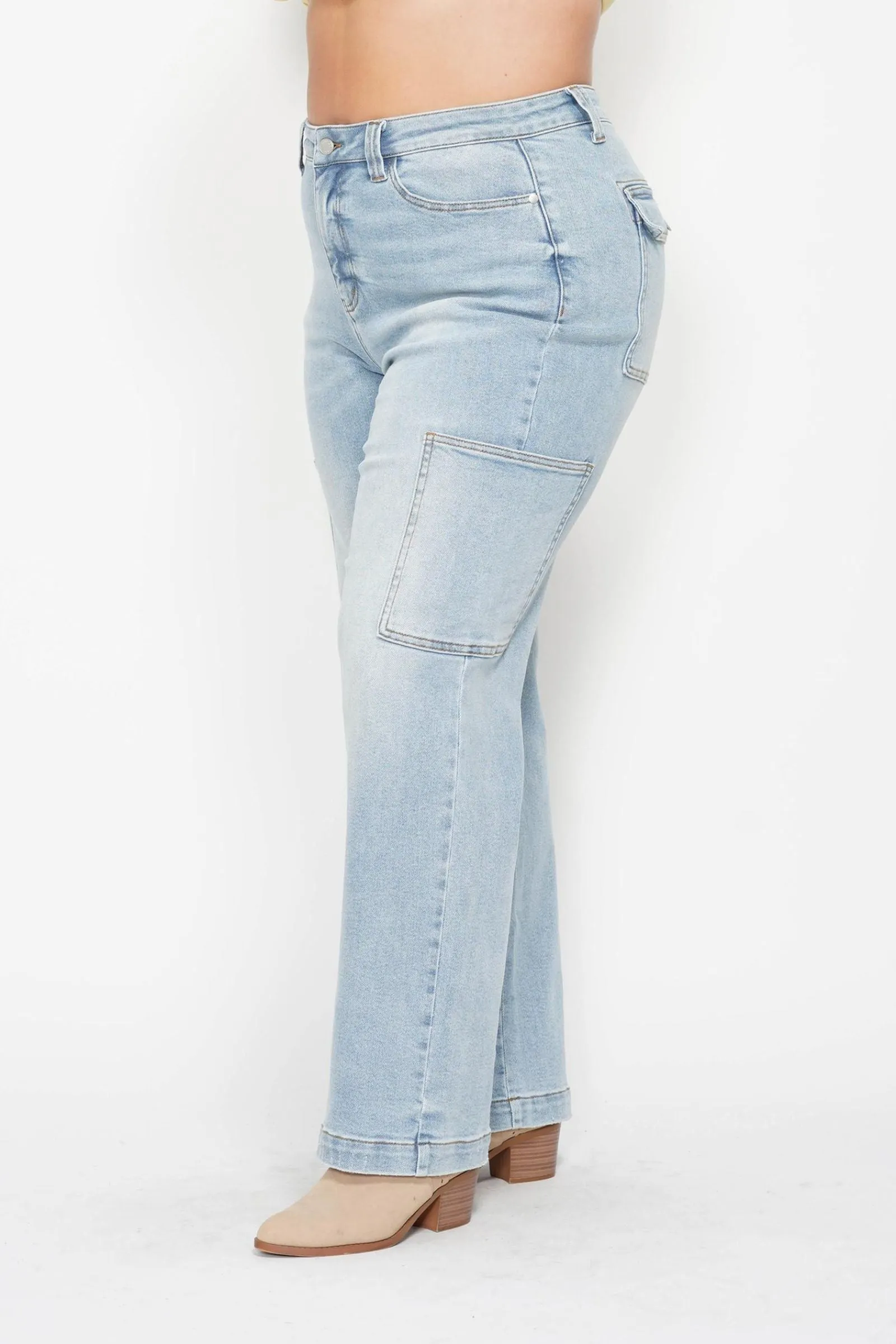 Judy Blue High Waist Cargo Wide Leg Denim 88924