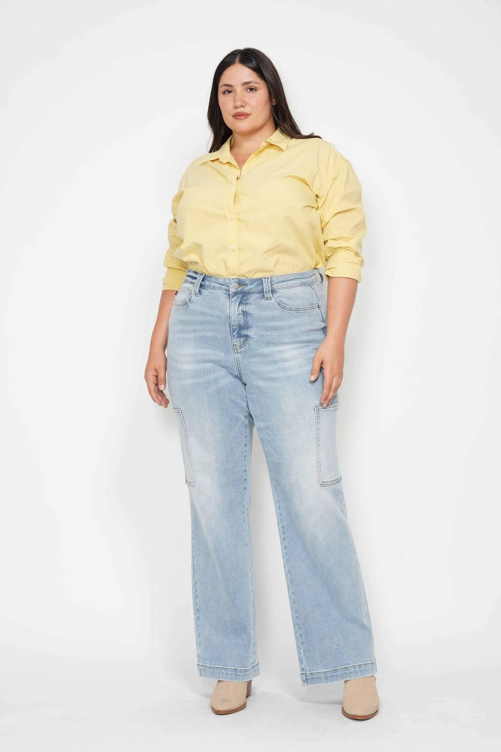 Judy Blue High Waist Cargo Wide Leg Denim 88924