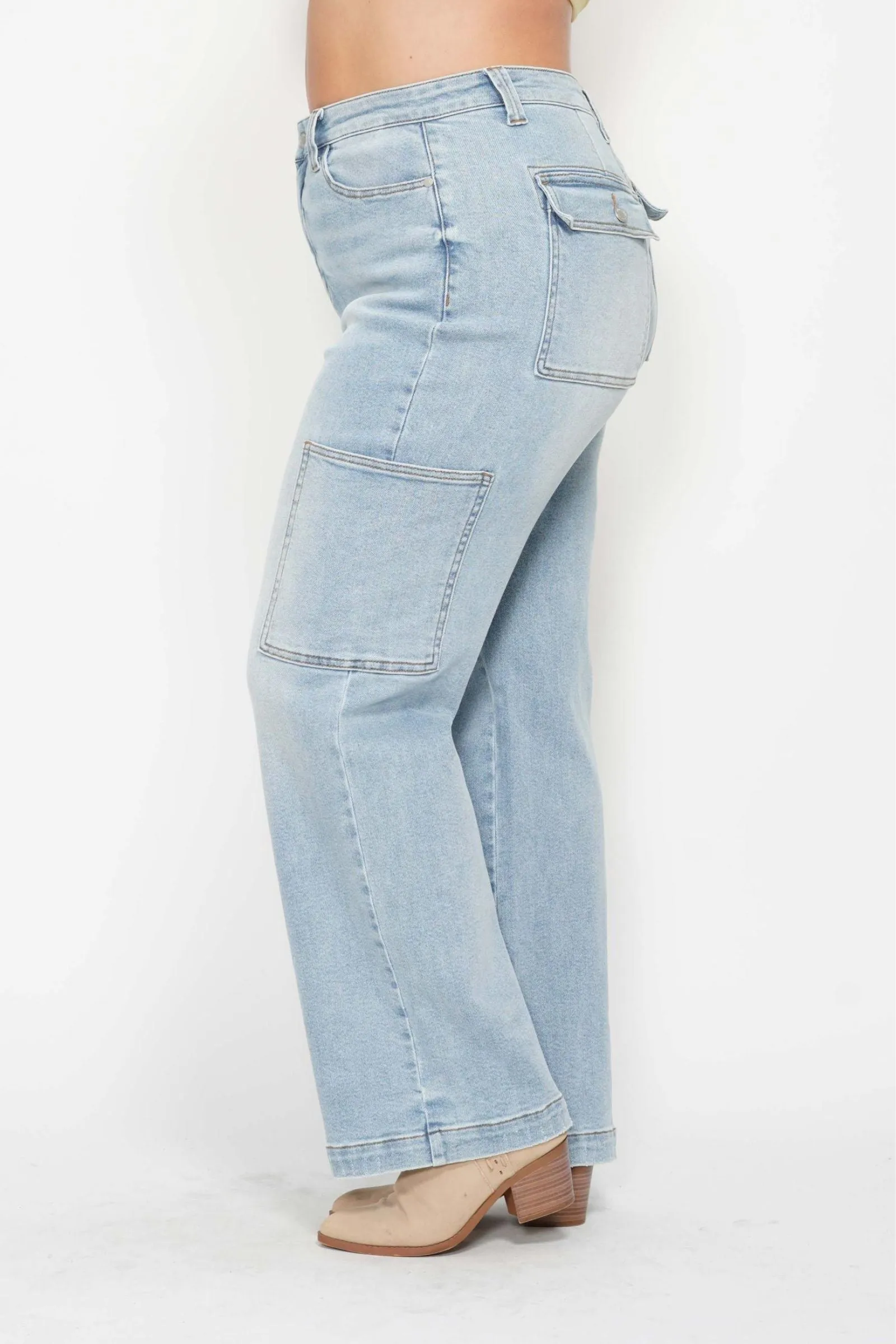 Judy Blue High Waist Cargo Wide Leg Denim 88924