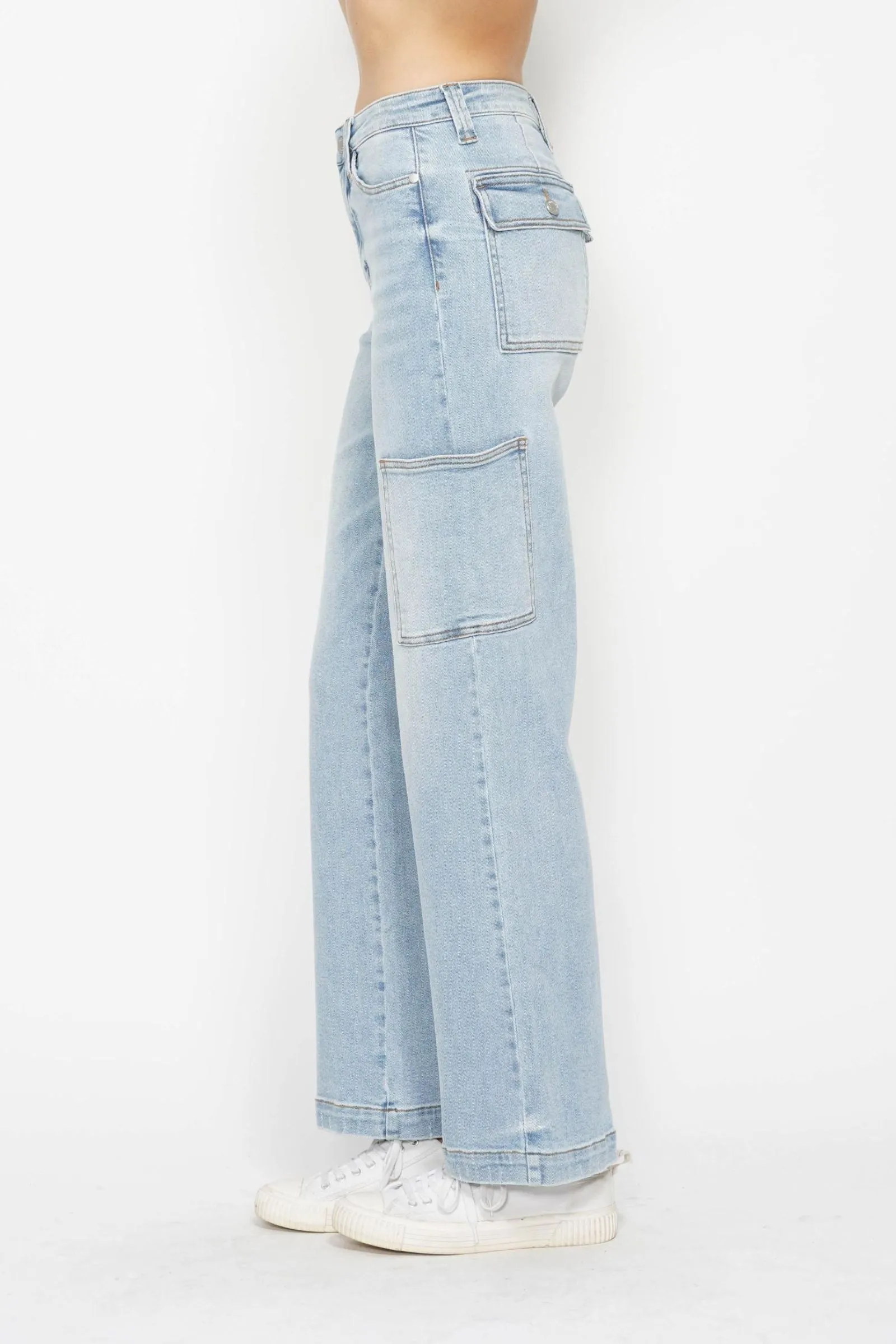 Judy Blue High Waist Cargo Wide Leg Denim 88924