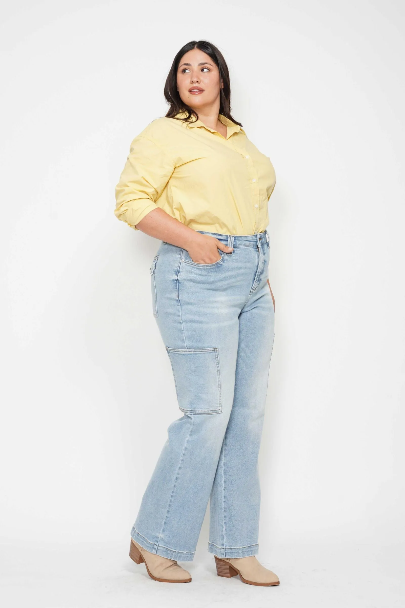 Judy Blue High Waist Cargo Wide Leg Denim 88924