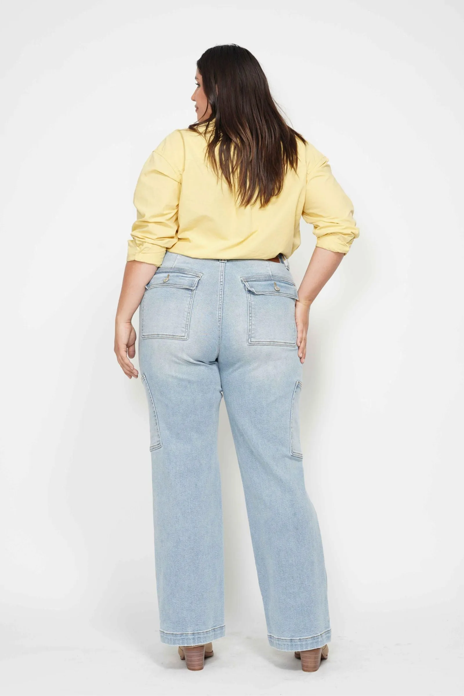 Judy Blue High Waist Cargo Wide Leg Denim 88924