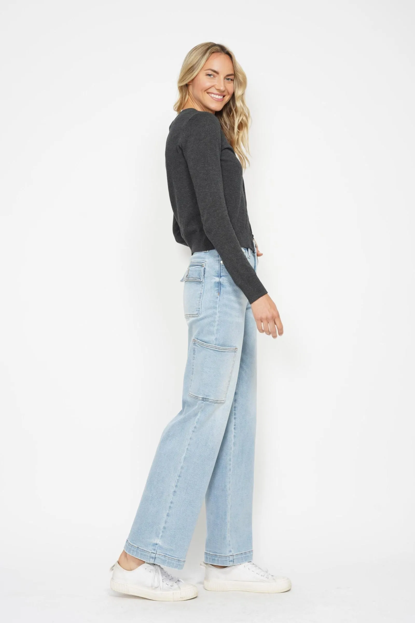 Judy Blue High Waist Cargo Wide Leg Denim 88924